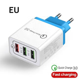 Universal 18 W USB Quick charge 3.0 5V 3A for iphone 6 7 8 EU/US Plug Mobile Phone Fast charger charging for Samsug s8 s9 Huawei
