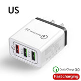 Universal 18 W USB Quick charge 3.0 5V 3A for iphone 6 7 8 EU/US Plug Mobile Phone Fast charger charging for Samsug s8 s9 Huawei