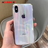 N1986N Rainbow Laser Case For iPhone X XR XS Max 11 11 Pro Max 6 6s 7 8 Plus Luxury Colorful Transparent Hard Acrylic Phone Case