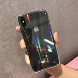 N1986N Rainbow Laser Case For iPhone X XR XS Max 11 11 Pro Max 6 6s 7 8 Plus Luxury Colorful Transparent Hard Acrylic Phone Case