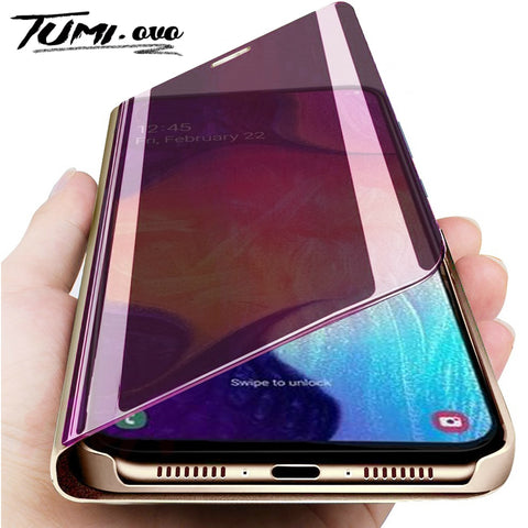 Mirror Flip Standing Case For Samsung A50 A40 A70 A80 A20 A30 M20 M10 A10 Leather Case Note 9 8 10 Pro Protective Case Cover