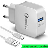 18W Phone USB Charger Quick Charge 3.0 Fast Mobile Phone Charger USB Adapter for HTC M8 M8 SONY XZ/ XZ Premium LG G5 G6 V20 V30