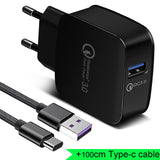 18W Phone USB Charger Quick Charge 3.0 Fast Mobile Phone Charger USB Adapter for HTC M8 M8 SONY XZ/ XZ Premium LG G5 G6 V20 V30