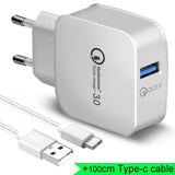 18W Phone USB Charger Quick Charge 3.0 Fast Mobile Phone Charger USB Adapter for HTC M8 M8 SONY XZ/ XZ Premium LG G5 G6 V20 V30